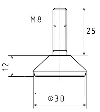 Опора резьбовая ОР30-8х25 декоративная, черная