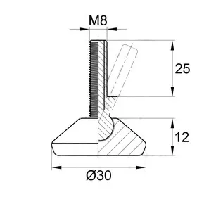 Опора шарнирная черная 30ШМ8-25ЧН