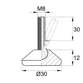 Опора шарнирная, черная 30ШМ8-30ЧН