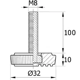 Опора резьбовая ОР 32- 8х100 европейская, серая