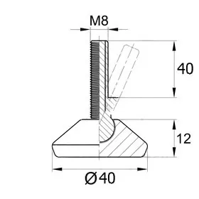 Опора шарнирная черная 40ШМ8-40ЧН
