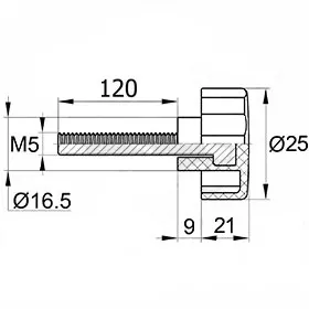 Фиксатор d25мм,М5х120,черный