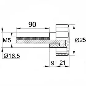 Фиксатор d25мм,М5х90,черный