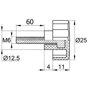 Фиксатор d25мм, М6х60, черный