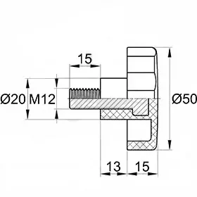 Фиксатор d50мм,М12х15,черный