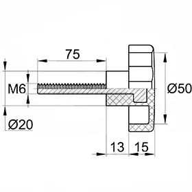 Фиксатор d50мм, М6х75, черный
