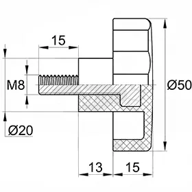 Фиксатор d50мм,М8х15,черный