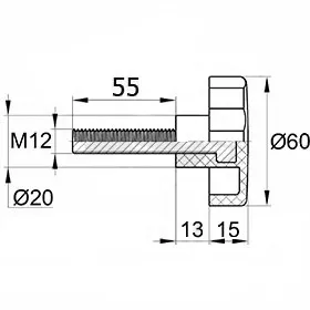 Фиксатор d60мм,М12х55,черный