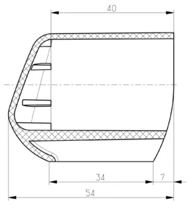 Опора наконечник пласт. для труб овальн. сеч. 30х50 мм, гусеница. P-4212С